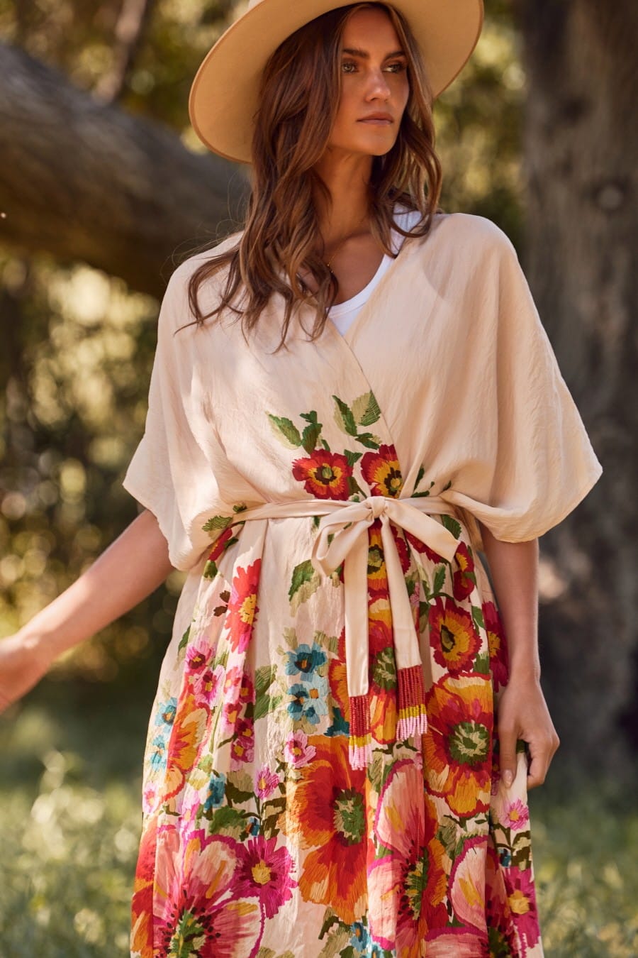 Giant Floral Kimono Duster with Beaded Tassel Belt – One Size & Plus – Krush Kandy