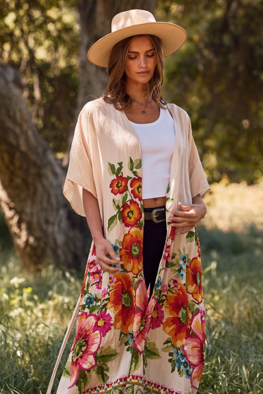 Boho Luxe Styling with the Giant Floral Kimono Duster-Kimonos-Krush Kandy, Women's Online Fashion Boutique Located in Phoenix, Arizona (Scottsdale Area)