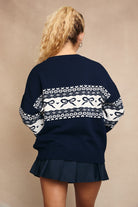 Navy Bow & Heart Fair Isle Sweater-Sweater-Krush Kandy, Women's Online Fashion Boutique Located in Phoenix, Arizona (Scottsdale Area)