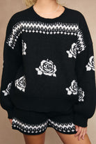 Midnight Rose Knit Sweater-Cardigans-Krush Kandy, Women's Online Fashion Boutique Located in Phoenix, Arizona (Scottsdale Area)