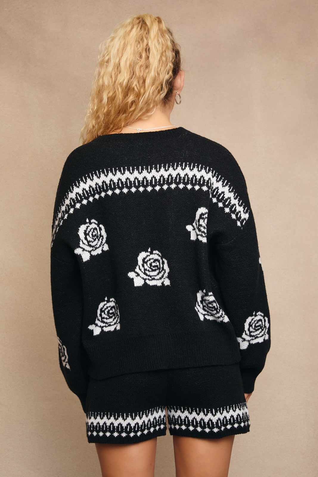 Midnight Rose Knit Sweater-Cardigans-Krush Kandy, Women's Online Fashion Boutique Located in Phoenix, Arizona (Scottsdale Area)