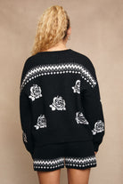 Midnight Rose Knit Sweater-Cardigans-Krush Kandy, Women's Online Fashion Boutique Located in Phoenix, Arizona (Scottsdale Area)
