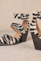Zebra Hendrix Strappy Buckle Sandal-Shoes-Krush Kandy, Women's Online Fashion Boutique Located in Phoenix, Arizona (Scottsdale Area)