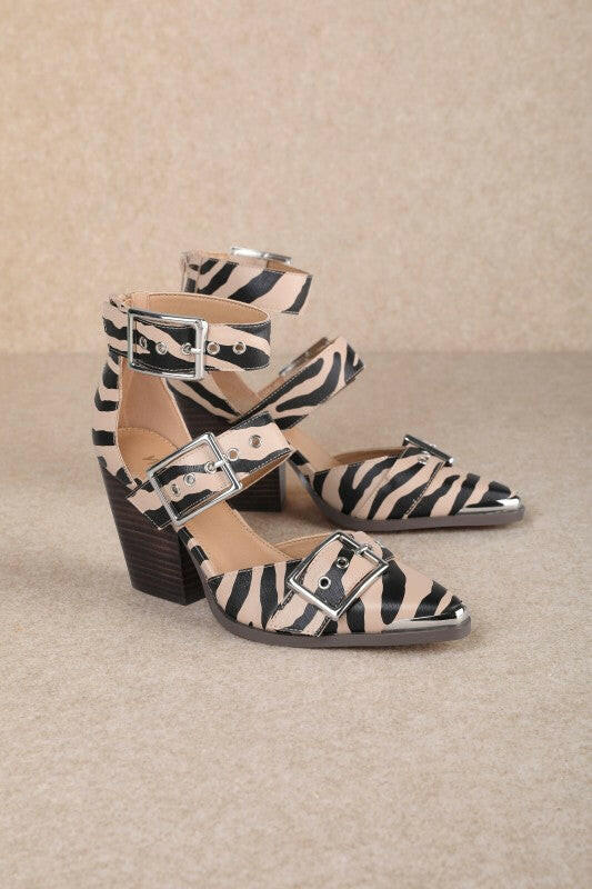 Zebra Hendrix Strappy Buckle Sandal-Shoes-Krush Kandy, Women's Online Fashion Boutique Located in Phoenix, Arizona (Scottsdale Area)