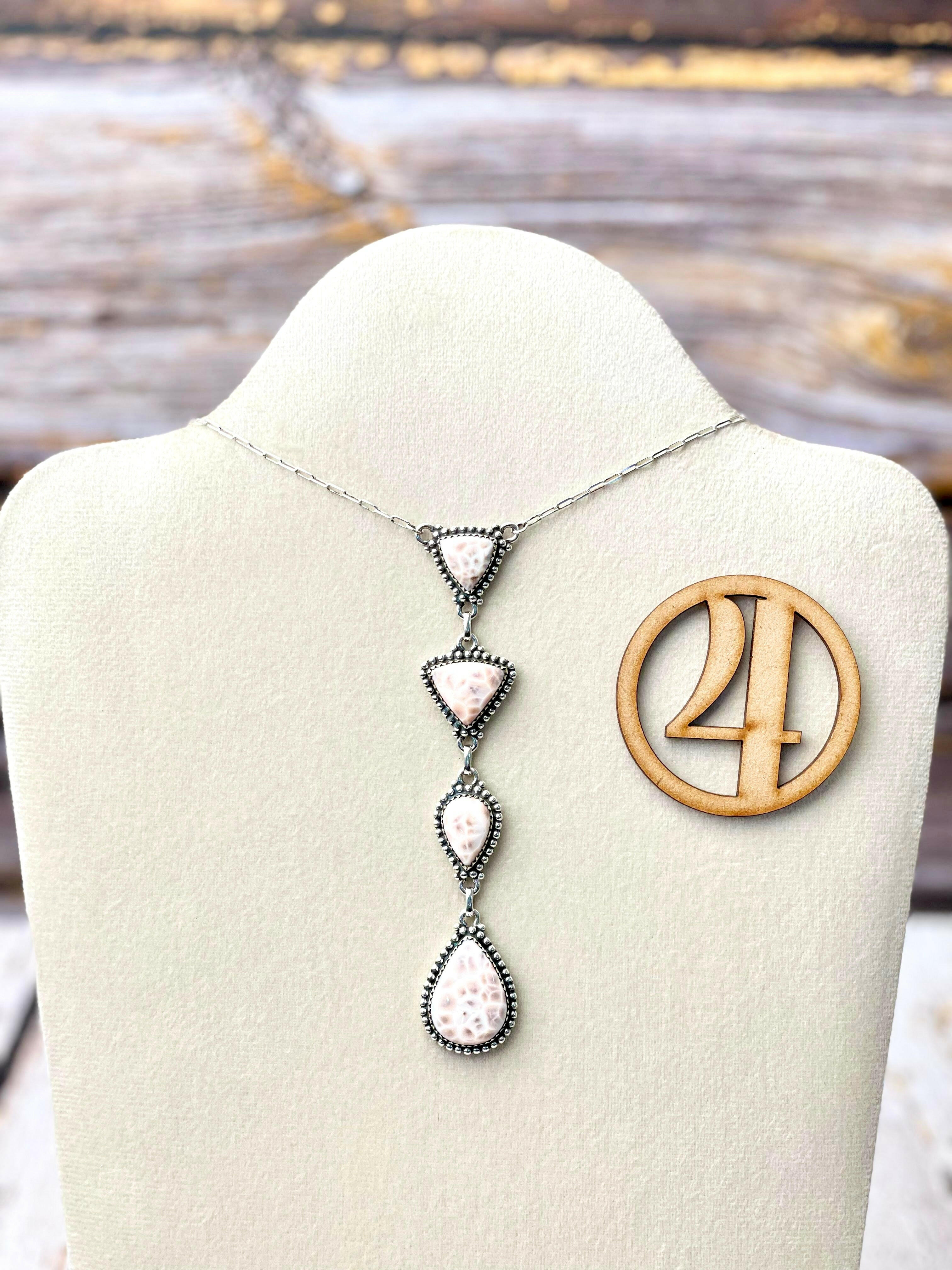 Pink Larimar Drop Necklace-Necklaces-Krush Kandy, Women's Online Fashion Boutique Located in Phoenix, Arizona (Scottsdale Area)