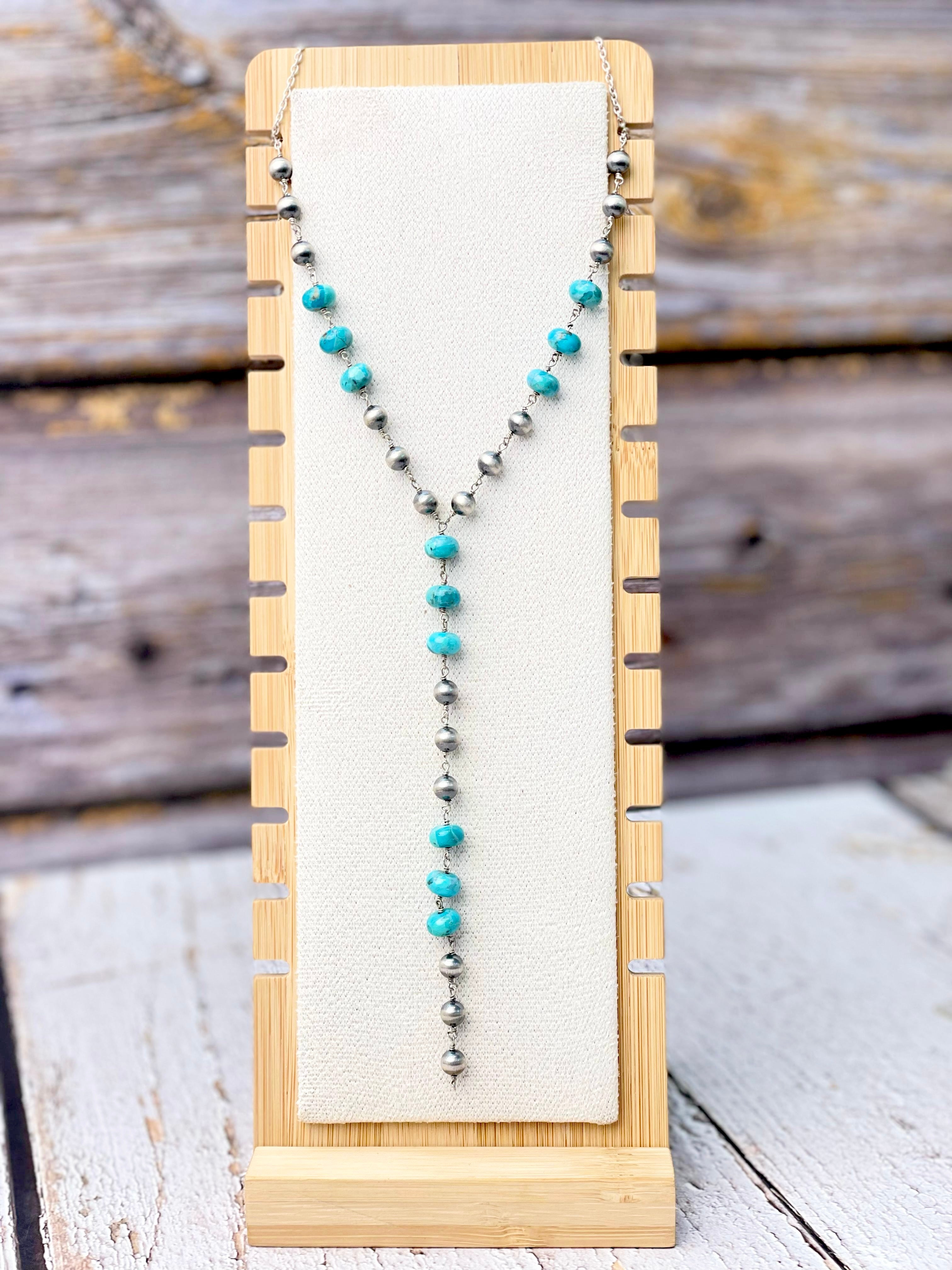 Turquoise Kandy & Desert Pearl Lariat Necklace-Necklaces-Krush Kandy, Women's Online Fashion Boutique Located in Phoenix, Arizona (Scottsdale Area)