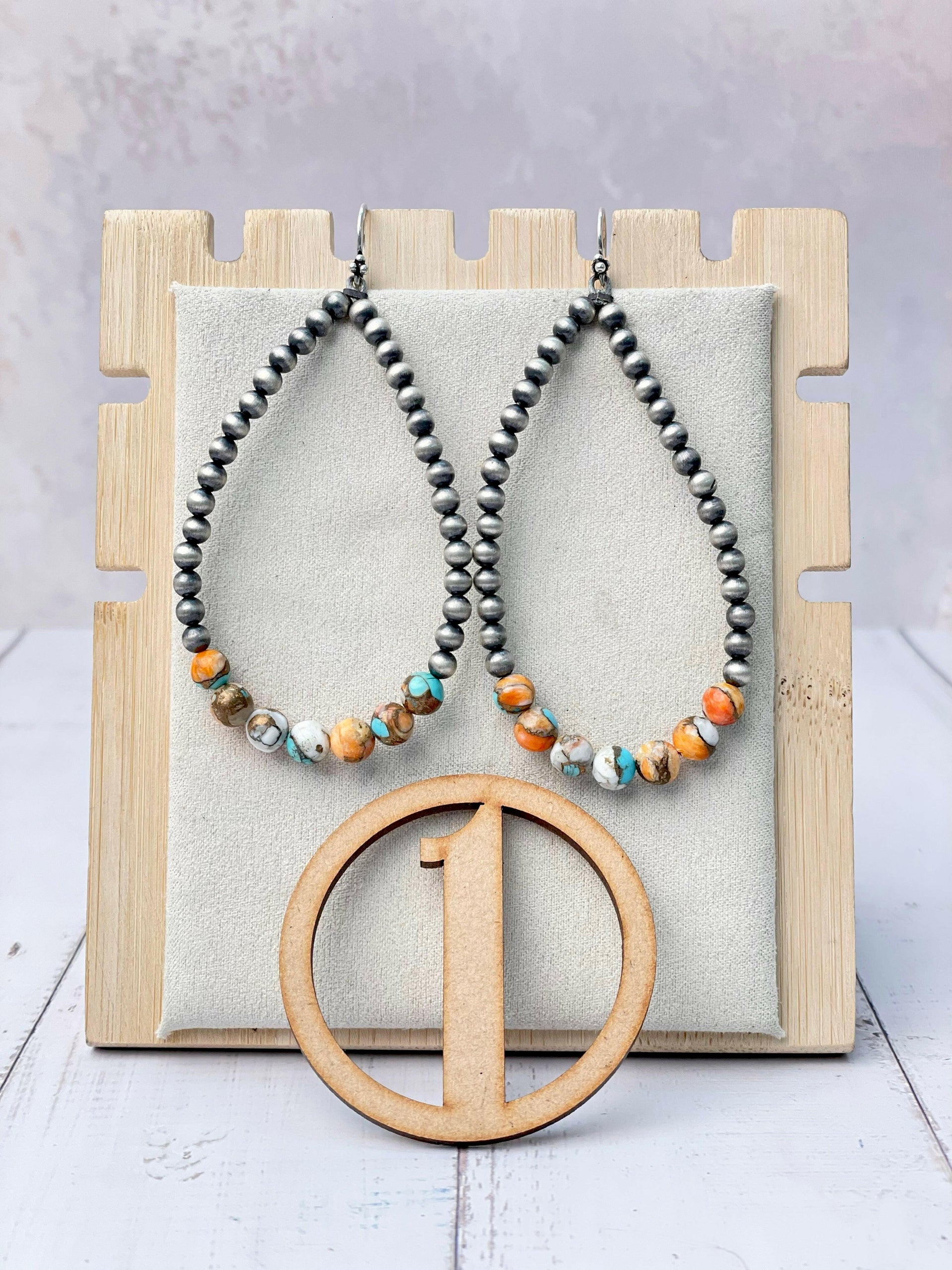 Desert Pearl & Stone Teardrop Earrings-Earrings-Krush Kandy, Women's Online Fashion Boutique Located in Phoenix, Arizona (Scottsdale Area)