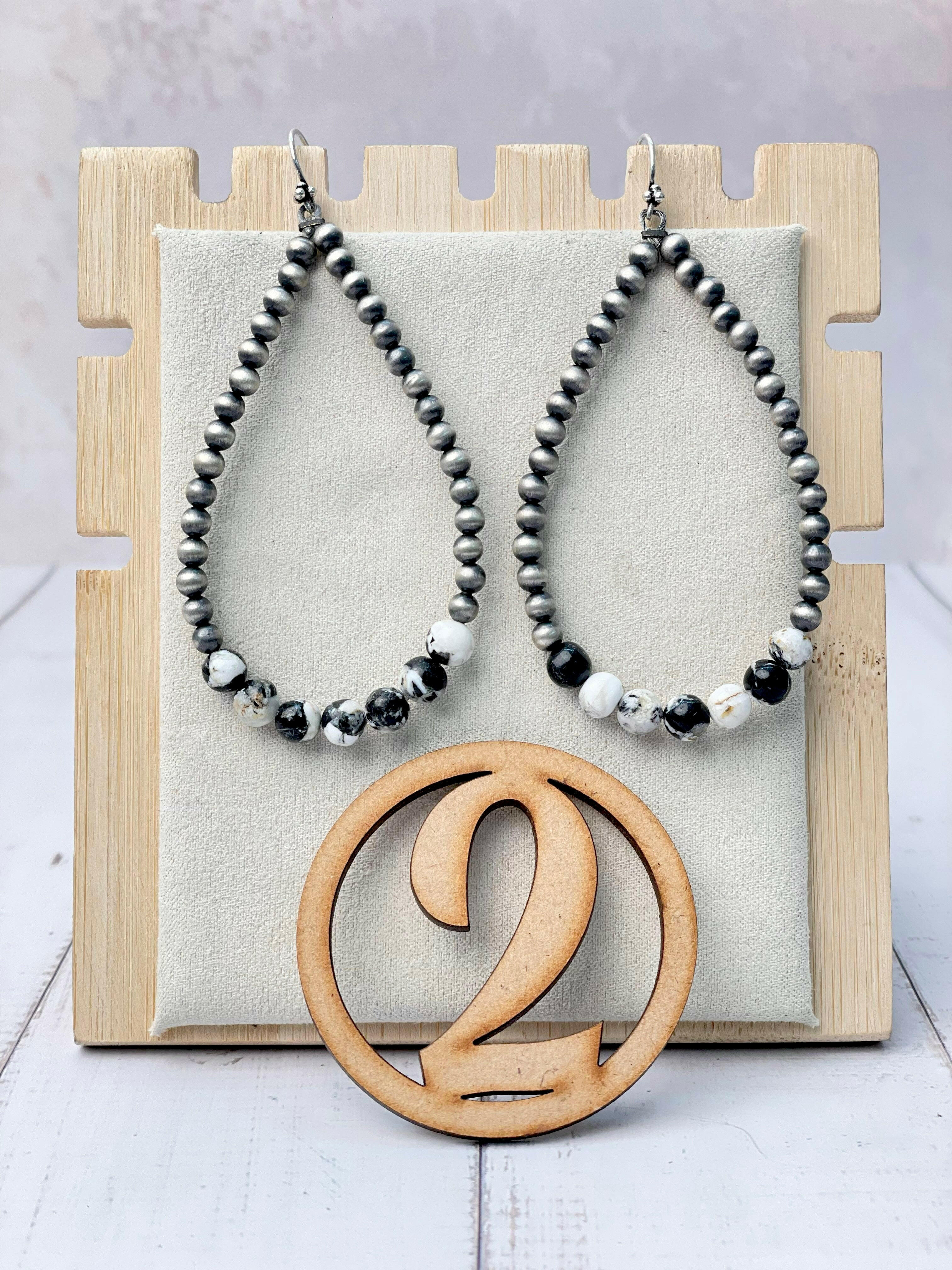 Desert Pearl & Stone Teardrop Earrings-Earrings-Krush Kandy, Women's Online Fashion Boutique Located in Phoenix, Arizona (Scottsdale Area)