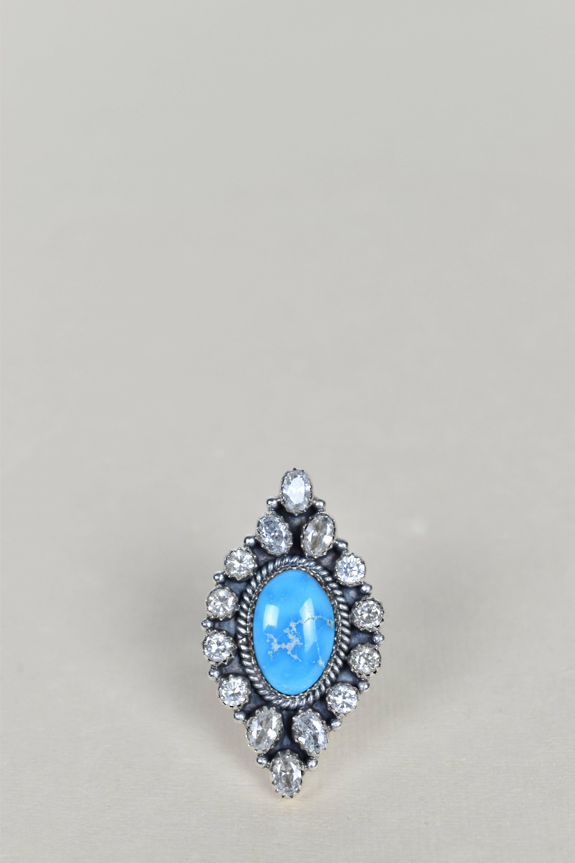 Blue Ridge Turquoise & Crystal One of A Kind Ring-Cluster Rings-Krush Kandy, Women's Online Fashion Boutique Located in Phoenix, Arizona (Scottsdale Area)