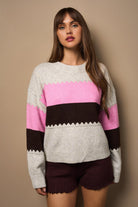 Cocoa Rose Colorblock Sweater-Sweater-Krush Kandy, Women's Online Fashion Boutique Located in Phoenix, Arizona (Scottsdale Area)