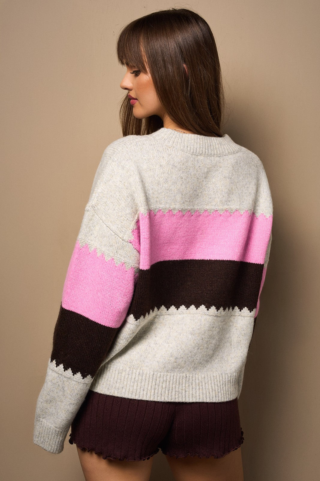 Cocoa Rose Colorblock Sweater-Sweater-Krush Kandy, Women's Online Fashion Boutique Located in Phoenix, Arizona (Scottsdale Area)