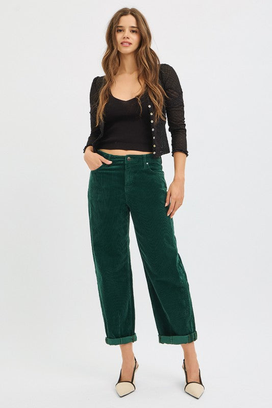 High Rise Crop Barrel Corduroy Pants-Jeans-Krush Kandy, Women's Online Fashion Boutique Located in Phoenix, Arizona (Scottsdale Area)