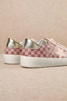 Alex - Star Lace-up Checkered Sneakers With Gold Contrast-Shoes-Krush Kandy, Women's Online Fashion Boutique Located in Phoenix, Arizona (Scottsdale Area)