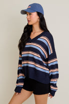 Coastal Breeze Striped Knit Sweater-Sweaters-Krush Kandy, Women's Online Fashion Boutique Located in Phoenix, Arizona (Scottsdale Area)
