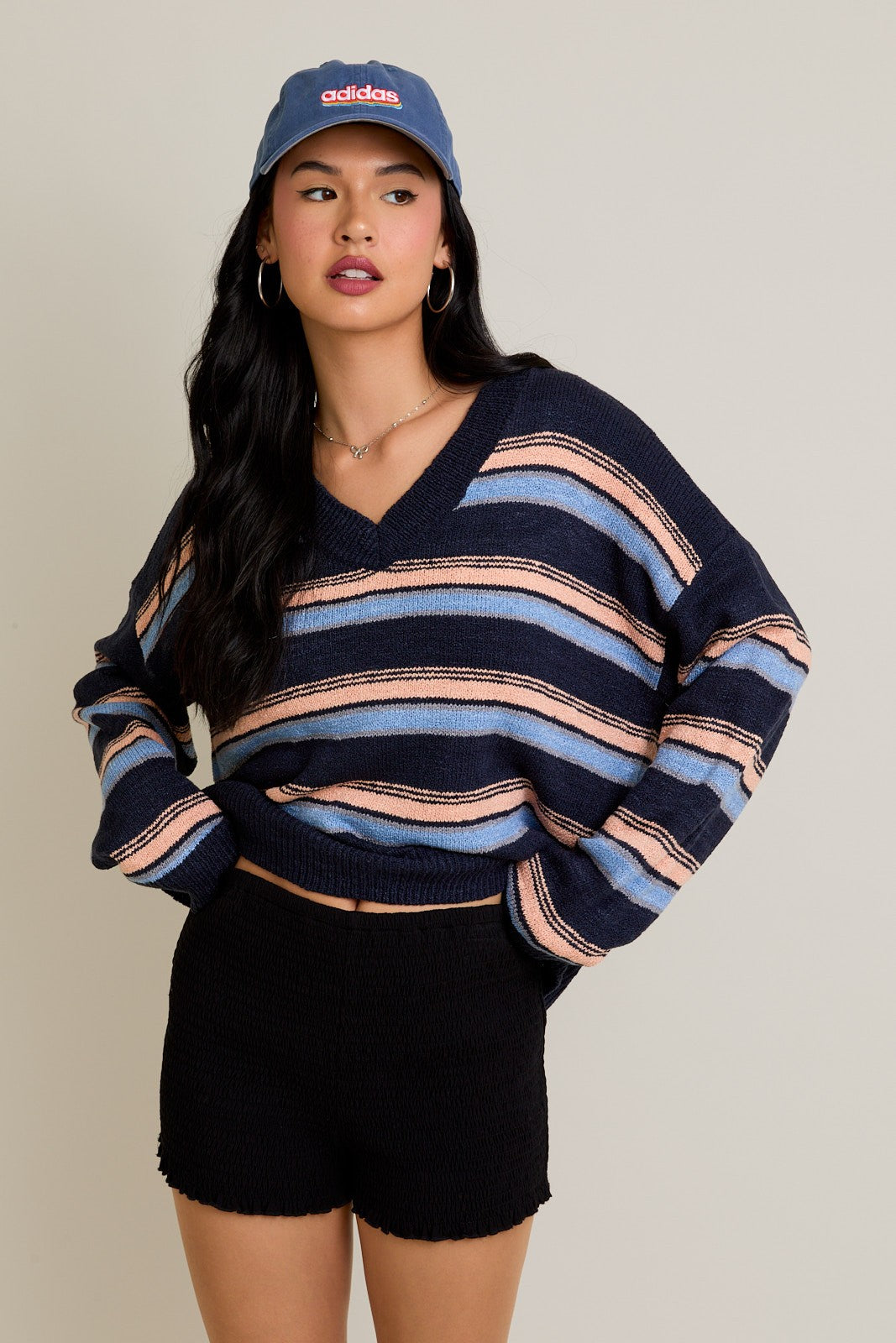 Coastal Breeze Striped Knit Sweater-Sweaters-Krush Kandy, Women's Online Fashion Boutique Located in Phoenix, Arizona (Scottsdale Area)