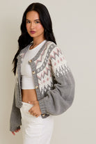 Frosted Peaks Jacquard Cardigan-Cardigans-Krush Kandy, Women's Online Fashion Boutique Located in Phoenix, Arizona (Scottsdale Area)