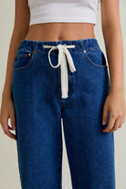 Weekend Ease Drawstring Wide-Leg Denim-Jeans-Krush Kandy, Women's Online Fashion Boutique Located in Phoenix, Arizona (Scottsdale Area)