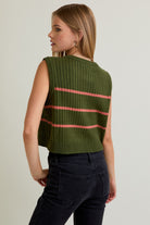 Olive & Rose Striped Sweater Vest-Sweater-Krush Kandy, Women's Online Fashion Boutique Located in Phoenix, Arizona (Scottsdale Area)