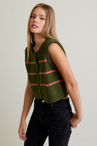 Olive & Rose Striped Sweater Vest-Sweater-Krush Kandy, Women's Online Fashion Boutique Located in Phoenix, Arizona (Scottsdale Area)
