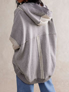 Exposed Seam Open Front Batwing Sleeve Hooded Cardigan-Krush Kandy, Women's Online Fashion Boutique Located in Phoenix, Arizona (Scottsdale Area)