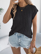Cable-Knit Round Neck Knit Top-Tops-Krush Kandy, Women's Online Fashion Boutique Located in Phoenix, Arizona (Scottsdale Area)