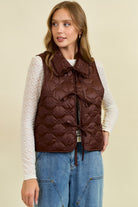 Ruffled Oversized Collar Quilted Tie-Front Vest-Vests-Krush Kandy, Women's Online Fashion Boutique Located in Phoenix, Arizona (Scottsdale Area)