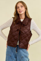 Ruffled Oversized Collar Quilted Tie-Front Vest-Vests-Krush Kandy, Women's Online Fashion Boutique Located in Phoenix, Arizona (Scottsdale Area)