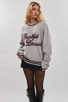 Thankful Blessed Knit Sweater-Sweater-Krush Kandy, Women's Online Fashion Boutique Located in Phoenix, Arizona (Scottsdale Area)