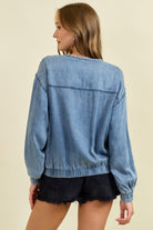 Denim Bomber Jacket with Zipper-Jackets-Krush Kandy, Women's Online Fashion Boutique Located in Phoenix, Arizona (Scottsdale Area)