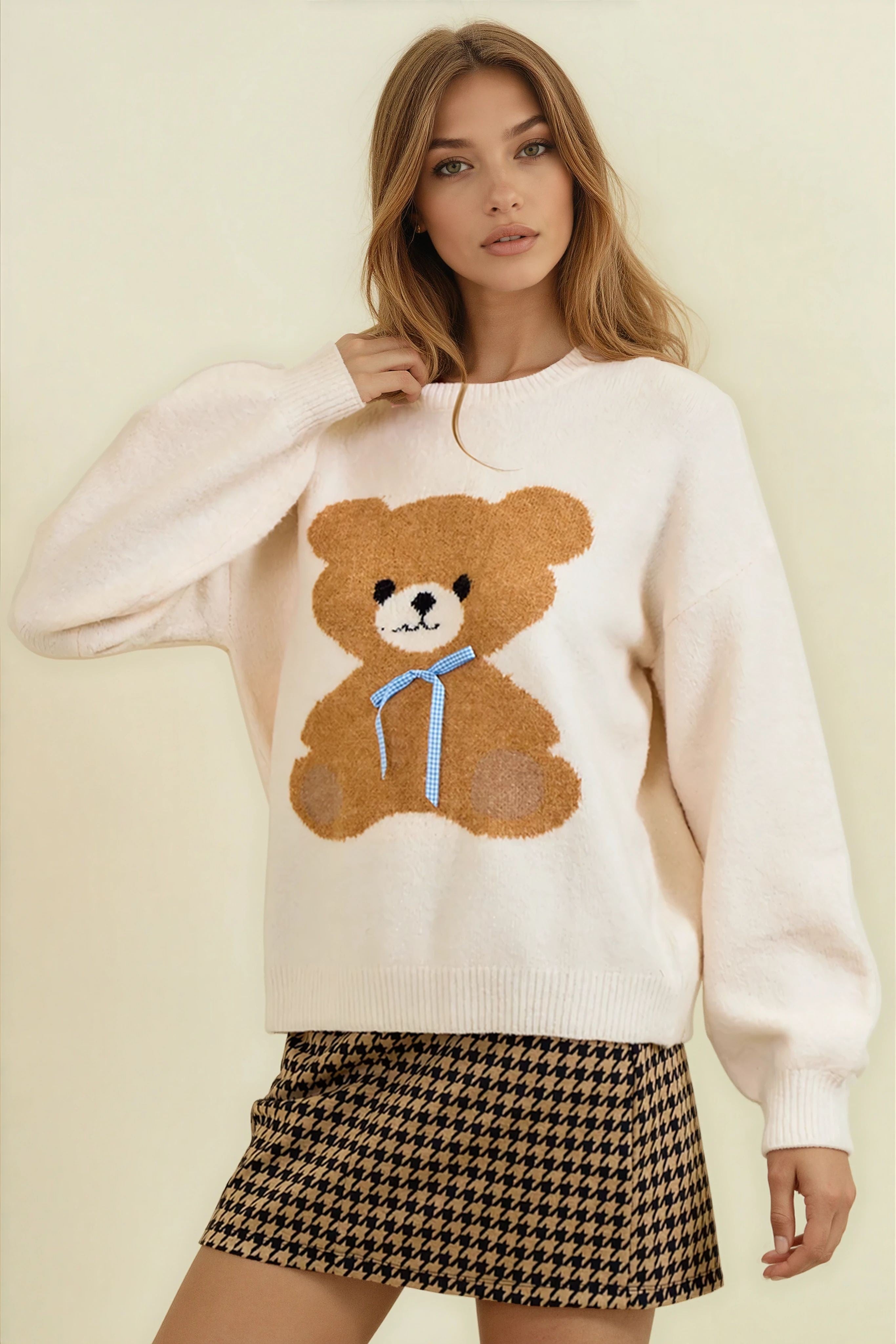 Bear Knitted Pullover Sweater-Sweaters-Krush Kandy, Women's Online Fashion Boutique Located in Phoenix, Arizona (Scottsdale Area)