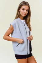 Round Neck Front Zip Fleece Vest with Metal Zipper Pockets-Vests-Krush Kandy, Women's Online Fashion Boutique Located in Phoenix, Arizona (Scottsdale Area)