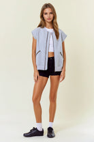 Round Neck Front Zip Fleece Vest with Metal Zipper Pockets-Vests-Krush Kandy, Women's Online Fashion Boutique Located in Phoenix, Arizona (Scottsdale Area)