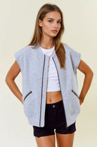 Round Neck Front Zip Fleece Vest with Metal Zipper Pockets-Vests-Krush Kandy, Women's Online Fashion Boutique Located in Phoenix, Arizona (Scottsdale Area)