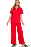 Scuba Half Zip Top & Wide Leg Pants Set