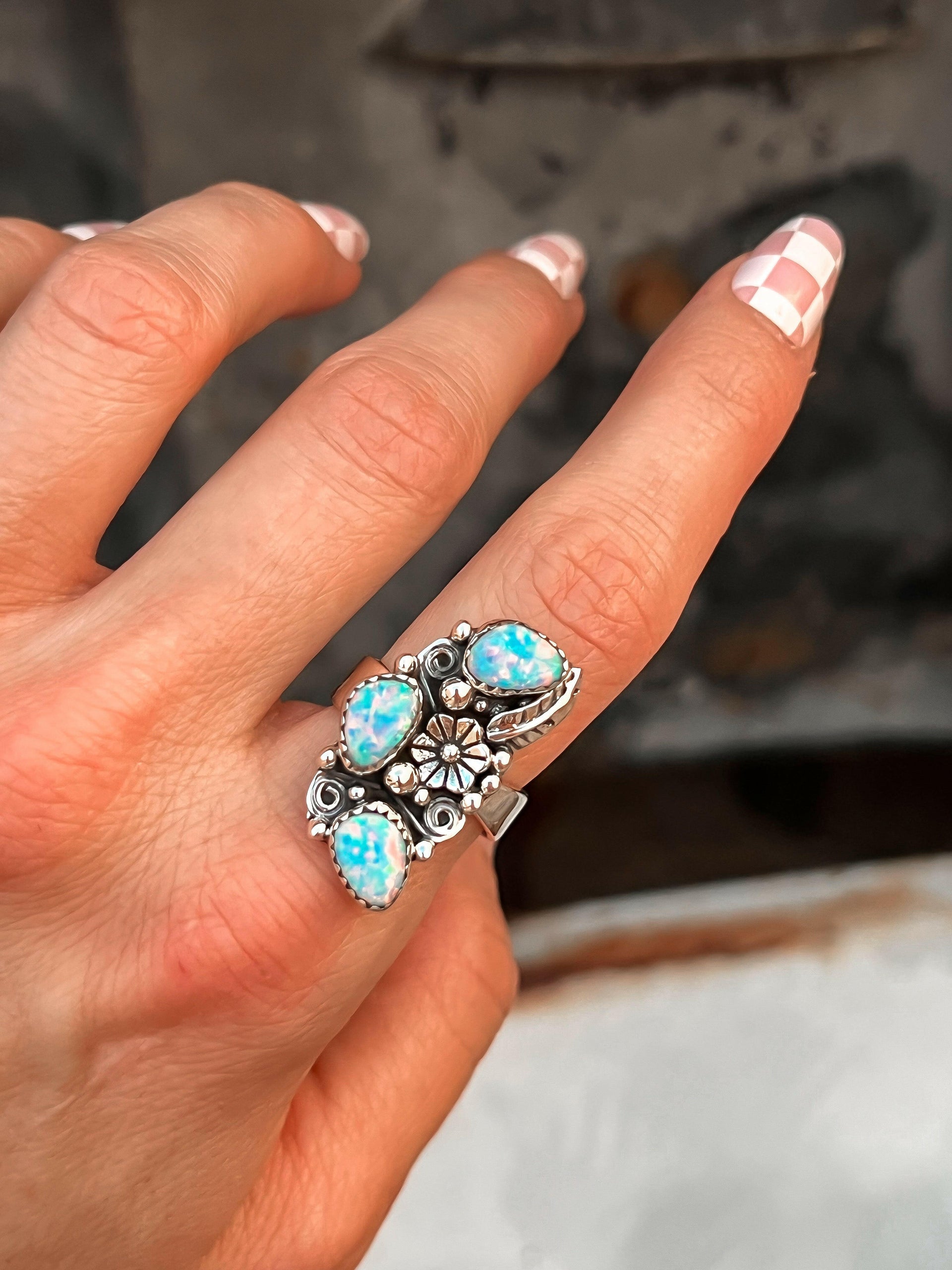 The Henley Triple Stone Flower Ring MADE TO ORDER-Cluster Rings-Krush Kandy, Women's Online Fashion Boutique Located in Phoenix, Arizona (Scottsdale Area)