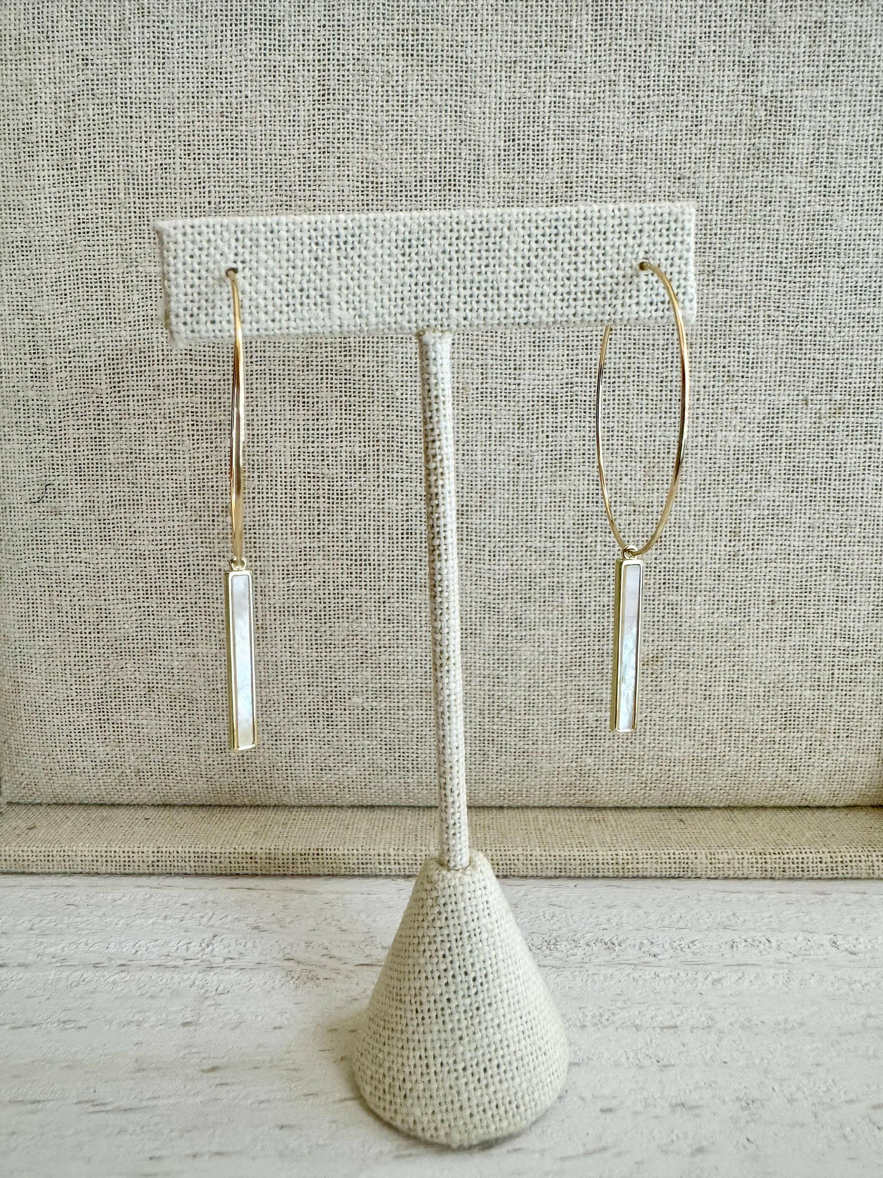Mother of Pearl Bar Hoops-Earrings-Krush Kandy, Women's Online Fashion Boutique Located in Phoenix, Arizona (Scottsdale Area)