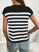 Striped Mock Neck Cap Sleeve Knit Top-Tops-Krush Kandy, Women's Online Fashion Boutique Located in Phoenix, Arizona (Scottsdale Area)