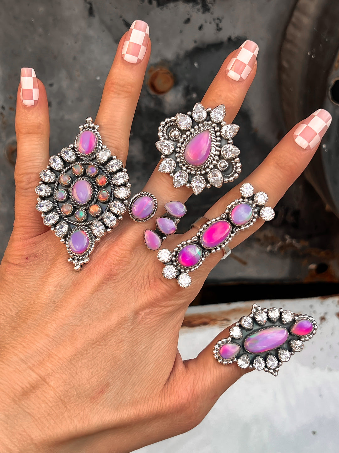 Krystal and Opal Cluster Rings-Rings-Krush Kandy, Women's Online Fashion Boutique Located in Phoenix, Arizona (Scottsdale Area)
