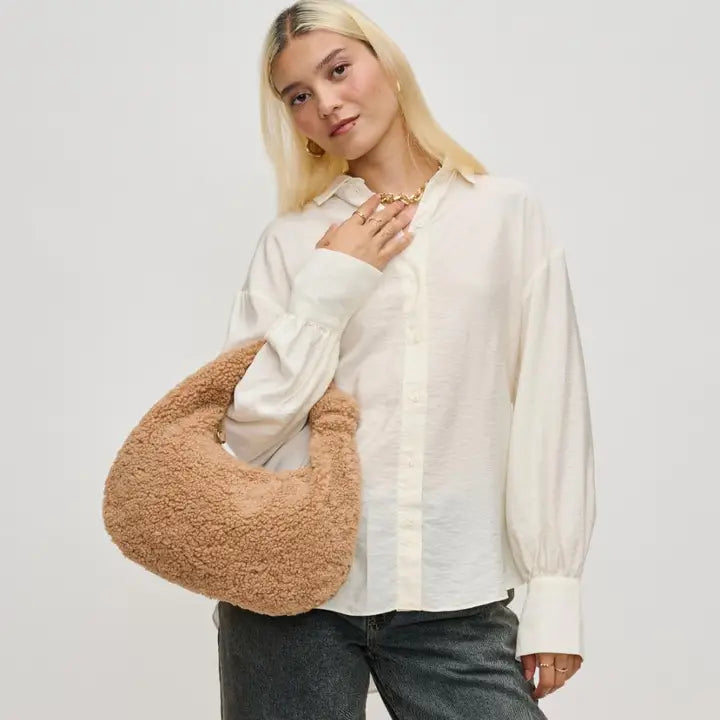 Charlene Sherpa Shearling Shoulder Bag-Purses & Bags-Krush Kandy, Women's Online Fashion Boutique Located in Phoenix, Arizona (Scottsdale Area)