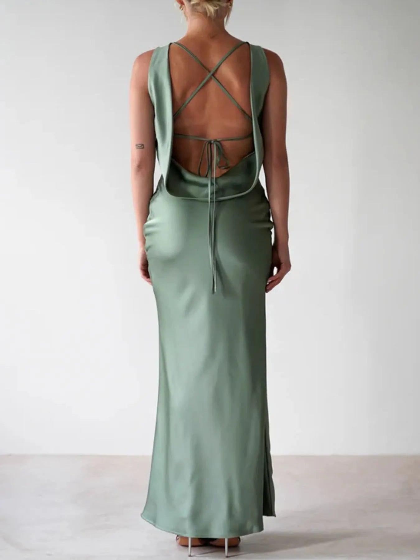 Satin Sleeveless Maxi Dress-Dresses-Krush Kandy, Women's Online Fashion Boutique Located in Phoenix, Arizona (Scottsdale Area)