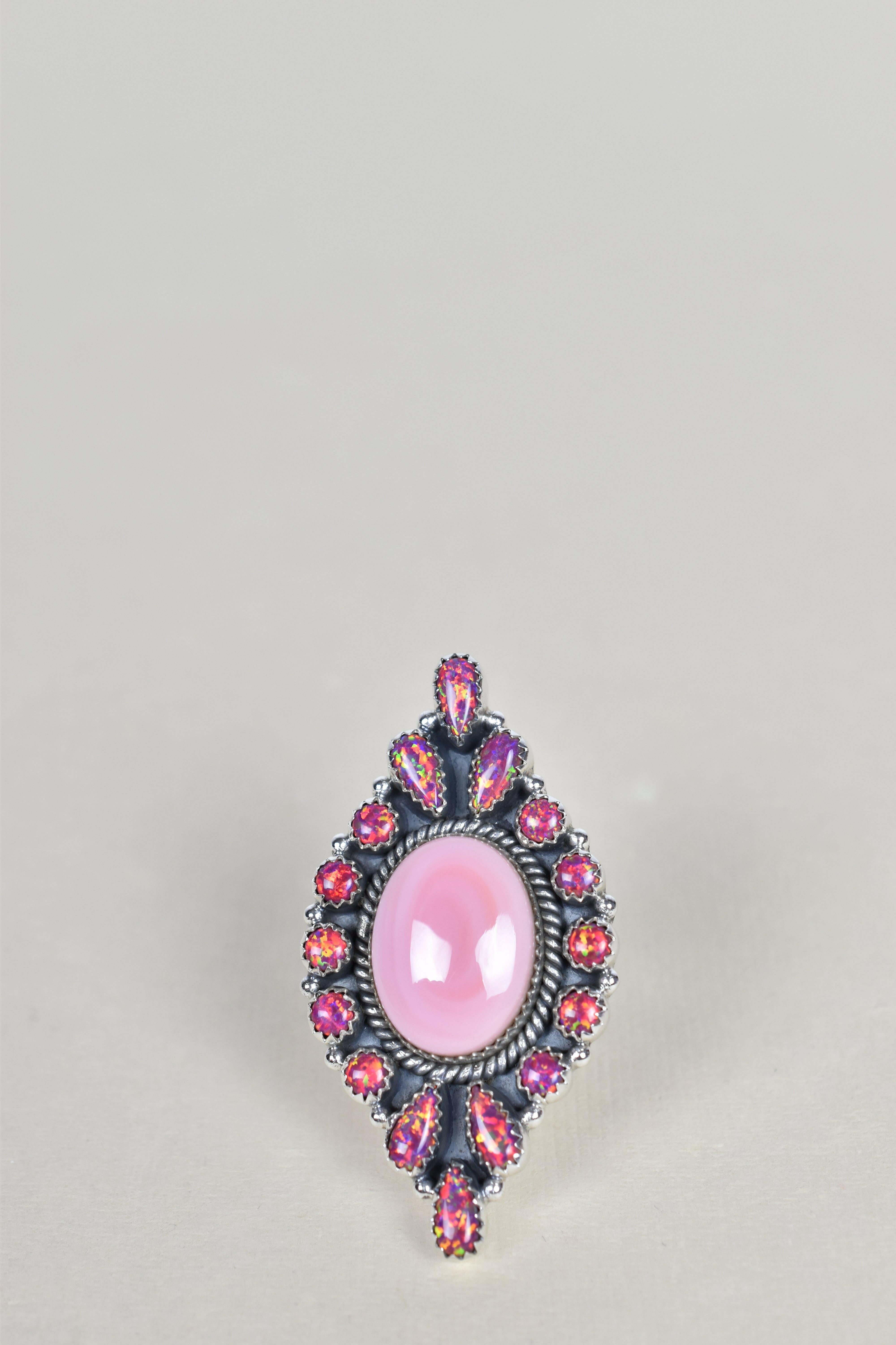 Pink Conch & Opal One of A Kind Ring-Cluster Rings-Krush Kandy, Women's Online Fashion Boutique Located in Phoenix, Arizona (Scottsdale Area)