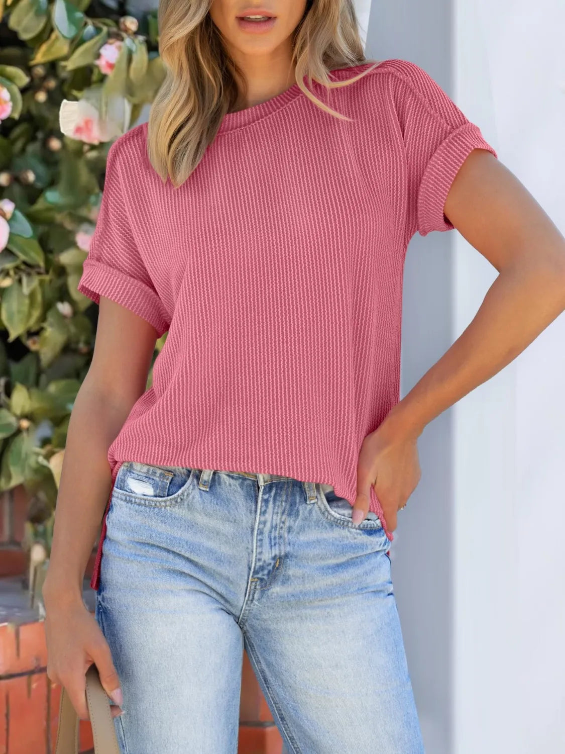 Round Neck Short Sleeve T-Shirt-Krush Kandy, Women's Online Fashion Boutique Located in Phoenix, Arizona (Scottsdale Area)