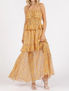 Mittoshop Ruffled Smocked Floral Halter Neck Maxi Dress-Dresses-Krush Kandy, Women's Online Fashion Boutique Located in Phoenix, Arizona (Scottsdale Area)