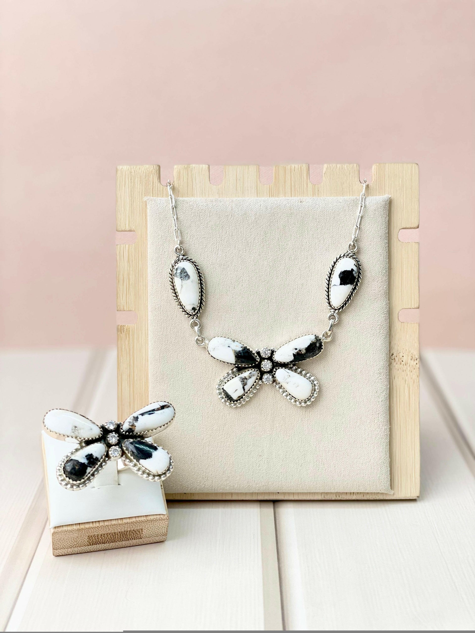 White Buffalo Desert Butterfly Set-Necklaces-Krush Kandy, Women's Online Fashion Boutique Located in Phoenix, Arizona (Scottsdale Area)