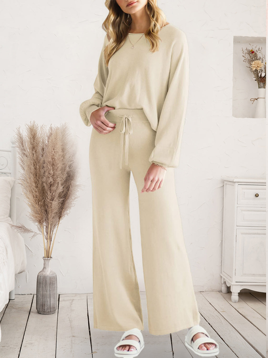 Long Sleeve Lounge Top and Drawstring Pants Set-Krush Kandy, Women's Online Fashion Boutique Located in Phoenix, Arizona (Scottsdale Area)