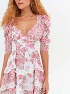 Ruffled Floral Print Half Sleeve Dress-Dresses-Krush Kandy, Women's Online Fashion Boutique Located in Phoenix, Arizona (Scottsdale Area)
