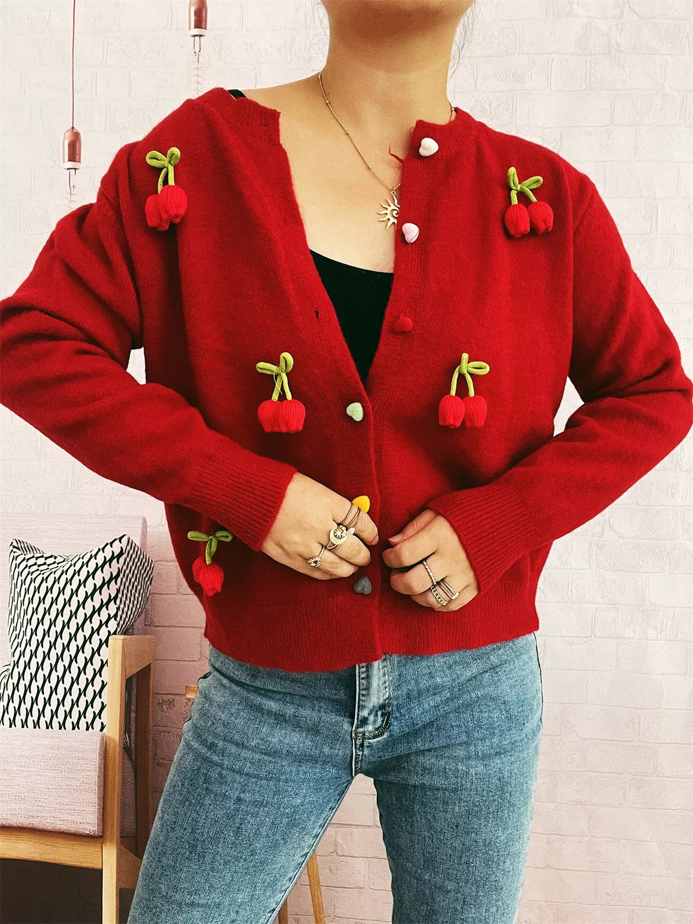 Flower Button Up Long Sleeve Cardigan-Cardigans-Krush Kandy, Women's Online Fashion Boutique Located in Phoenix, Arizona (Scottsdale Area)