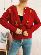 Flower Button Up Long Sleeve Cardigan-Cardigans-Krush Kandy, Women's Online Fashion Boutique Located in Phoenix, Arizona (Scottsdale Area)