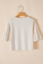 Pearl-Detail Puff Sleeve Top-Tops-Krush Kandy, Women's Online Fashion Boutique Located in Phoenix, Arizona (Scottsdale Area)