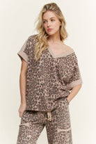 Mineral Washed Leopard Animal Print V-Neck Shirt-Tops-Krush Kandy, Women's Online Fashion Boutique Located in Phoenix, Arizona (Scottsdale Area)